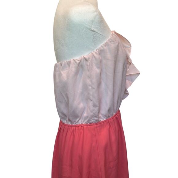 Express Size 12 Two-Tone Pink Ruffled Strapless Dress - Picture 4 of 10